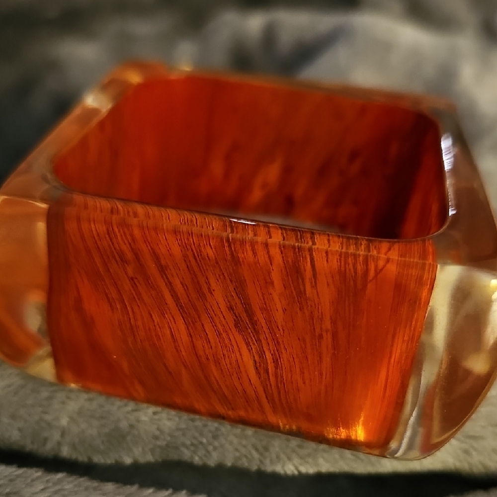 Orange Acrylic Bangle Bracelet